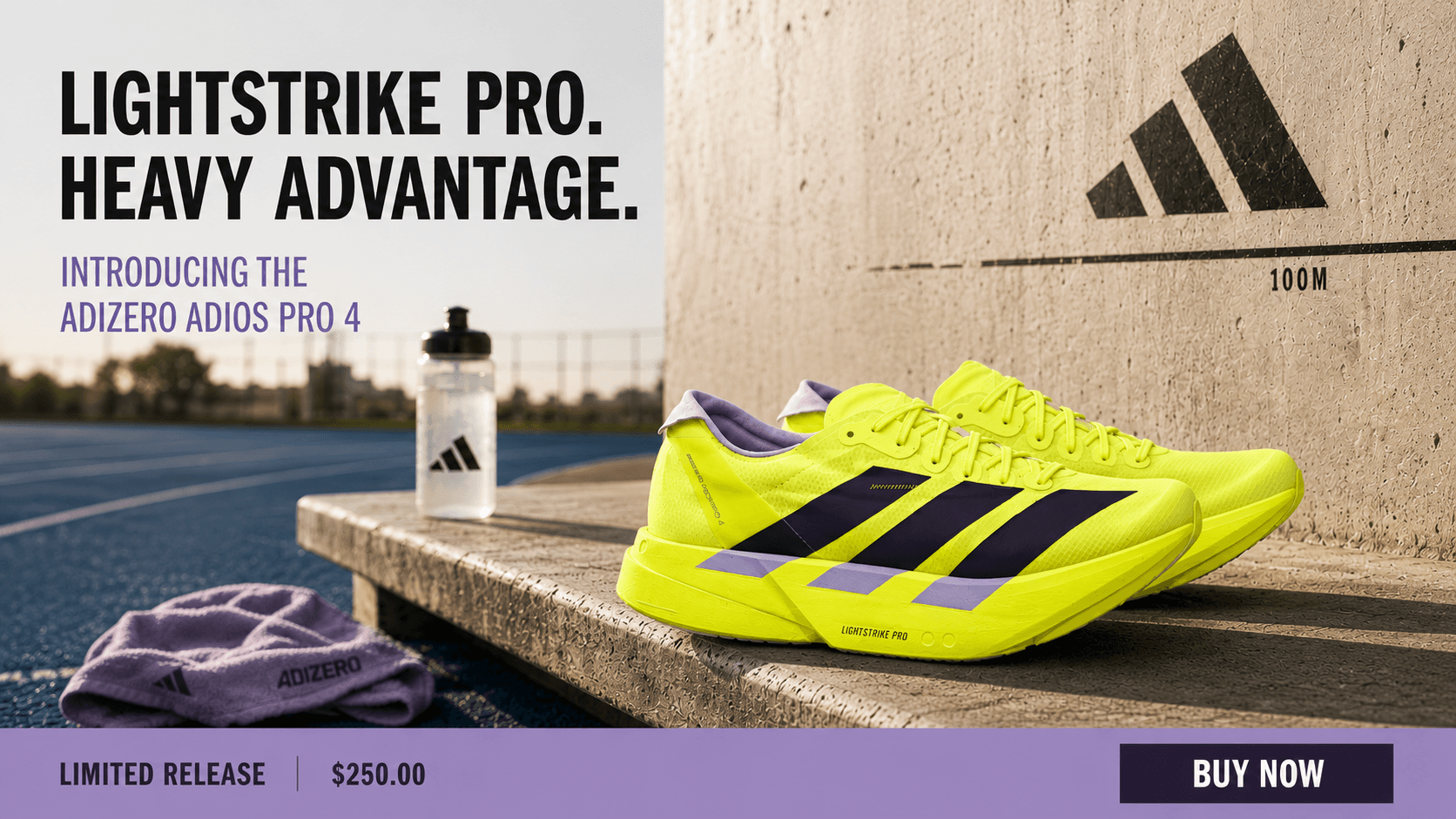 Adizero running shoe launch campaign output created with Creative OS